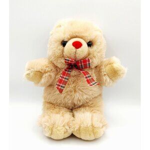 Animal Adventure Teddy Bear w/Red Plaid Bow Plush 12" Stuffed Bear